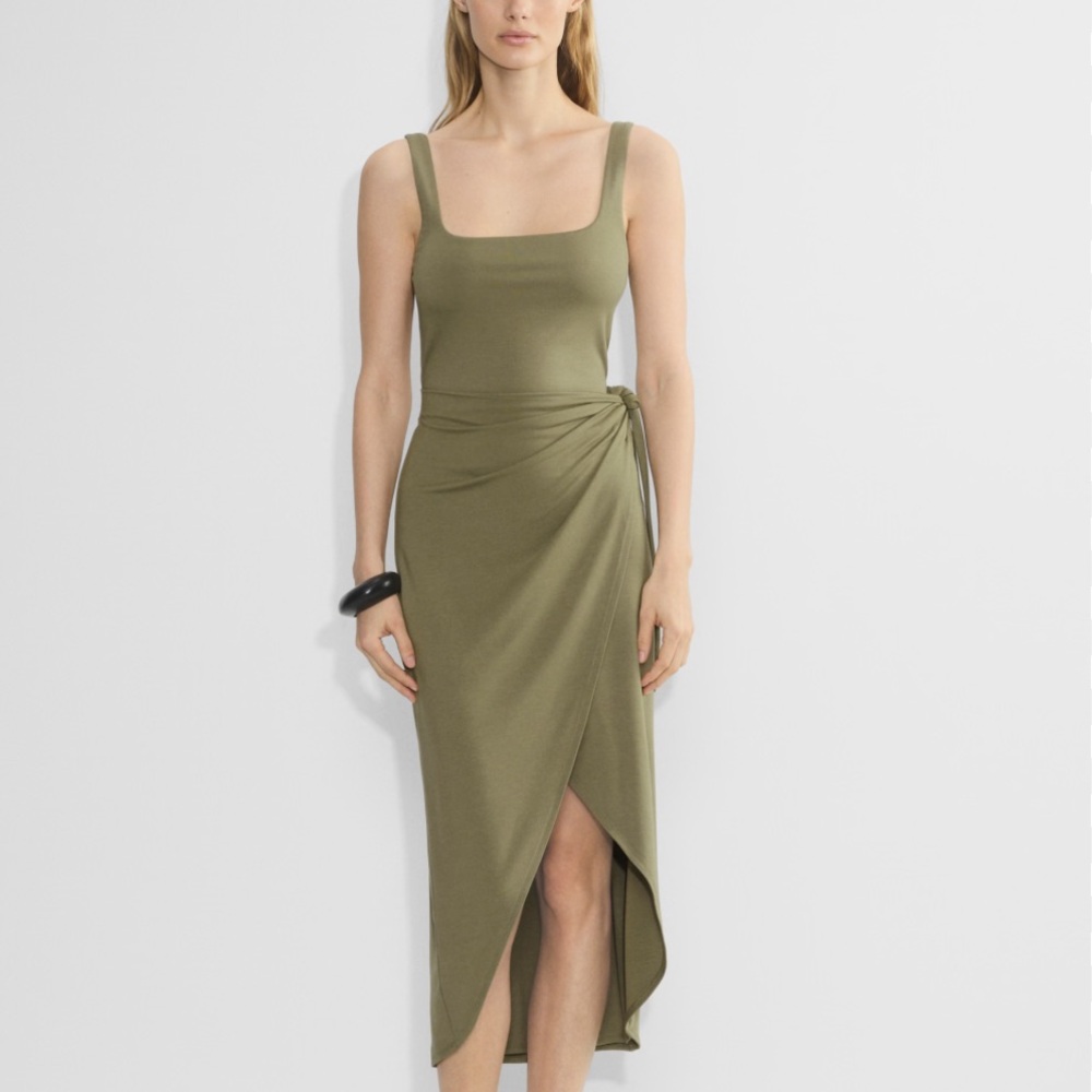 Wilfred Saturn Dress Sleeveless Wrap Midi Dress - Brown - Size Medium - Aritzia